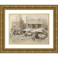 thumbnail image 1 of George Hendrik Breitner 14x12 Gold Ornate Wood Frame and Double Matted Museum Art Print Titled - Market with Flower Stalls (1874 - 1925), 1 of 4