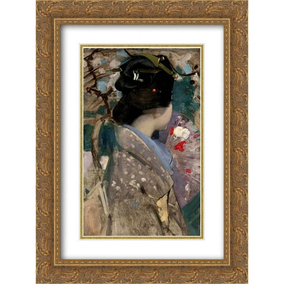 George Henry 2x Matted 20x24 Gold Ornate Framed Art Print 'Japanese Lady with a Fan'