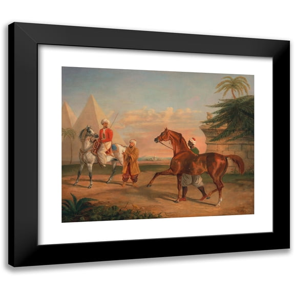 George Henry Laporte 14x12 Black Modern Framed Museum Art Print Titled - Mameluke Purchasing an Arabian Stallion