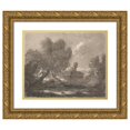 thumbnail image 1 of George Howland Beaumont 17x15 Gold Ornate Wood Frame and Double Matted Museum Art Print Titled - Figure in Tree Near Pond, 1 of 4