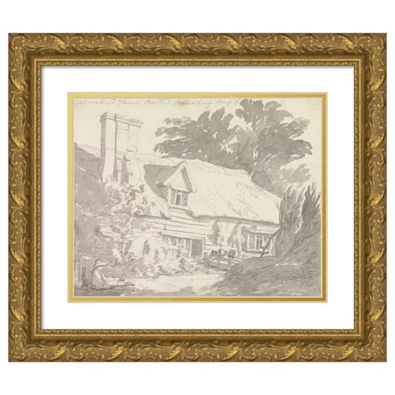 George Howland Beaumont 24x20 Gold Ornate Framed and Double Matted Museum Art Print Titled - Leasehold Farm Boxted (1791)