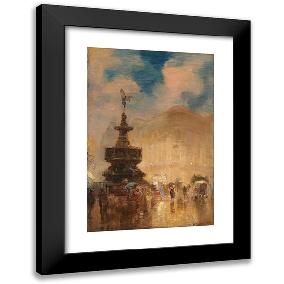 George Hyde Pownall 11x14 Black Modern Framed Museum Art Print Titled - April Weather, Piccadilly Circus