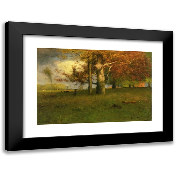 George Inness 14x11 Black Modern Framed Museum Art Print Titled - Early Autumn, Montclair (1891)