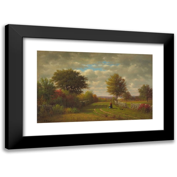 George Inness 14x11 Black Modern Framed Museum Art Print Titled - Going to Market
