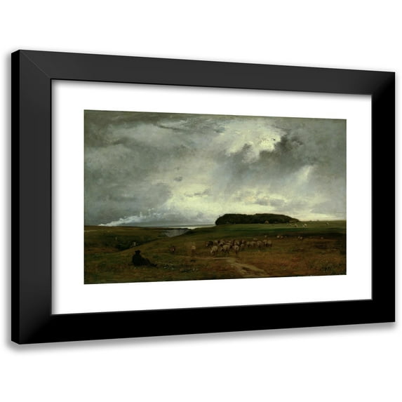George Inness 14x11 Black Modern Framed Museum Art Print Titled - The Storm (1876)