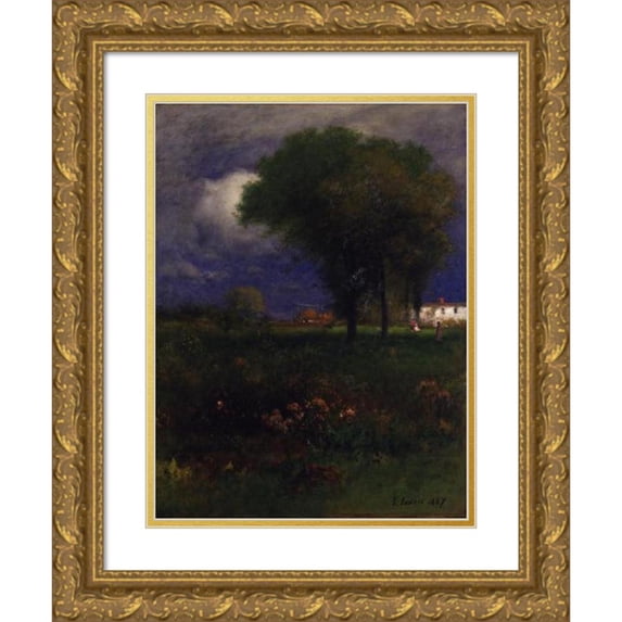 George Inness 15x18 Gold Ornate Wood Frame and Double Matted Museum Art Print Titled - September Afternoon (1887)