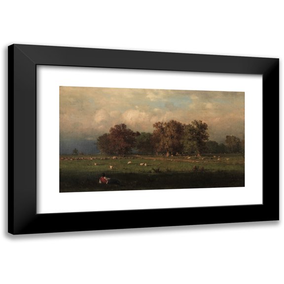 George Inness 18x12 Black Modern Framed Museum Art Print Titled - Durham, Connecticut (1858)
