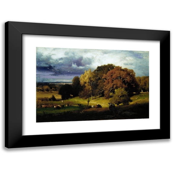 George Inness 18x13 Black Modern Framed Museum Art Print Titled - Autumn Oaks (ca. 1878)