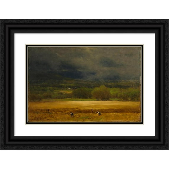 George Inness 18x13 Black Ornate Wood Framed Double Matted Museum Art Print Titled - The Wheat Field (C. 1875-77)