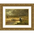 thumbnail image 1 of George Inness 18x13 Gold Ornate Wood Frame and Double Matted Museum Art Print Titled - Homeward, 1 of 4