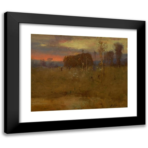 George Inness 18x15 Black Modern Framed Museum Art Print Titled - Afterglow on the Meadow (circa 1888-1892)