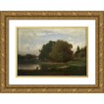 thumbnail image 1 of George Inness 24x17 Gold Ornate Framed and Double Matted Museum Art Print Titled - Landscape (1860), 1 of 4