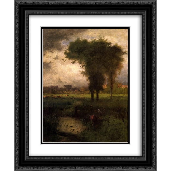 George Inness 2x Matted 20x24 Black Ornate Framed Art Print 'Summer, Montclair'