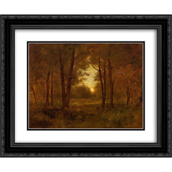 George Inness 2x Matted 24x20 Black Ornate Framed Art Print 'Sundown near Montclair'