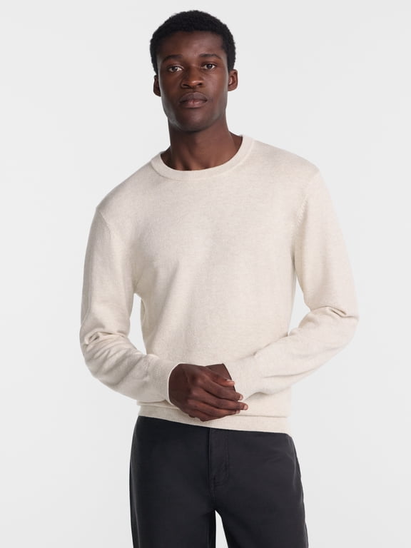 Men's and Men's Big & Tall Jersey Crewneck Sweater, Lightweight, Sizes XS-3XLT