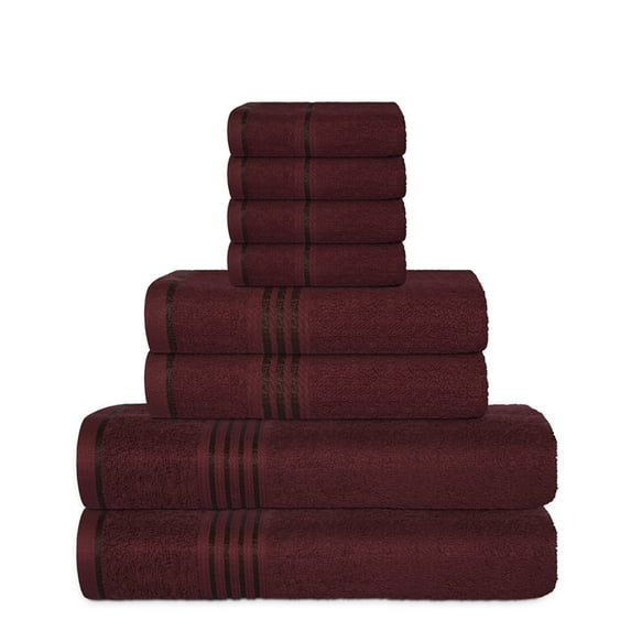George & Jimmy 100% Cotton Luxury Towel Combo Set 8 Pieces Premium Towel Set 2 Bath Towels, 2 Hand Towels, 4 Wash Cloth Burgundy Color