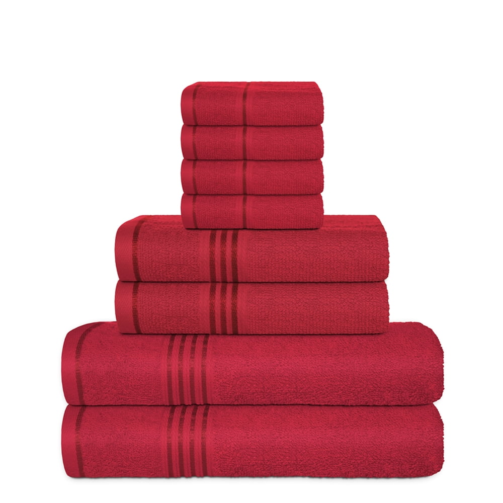 George & Jimmy 100% Cotton Luxury Towel Combo Set 8 Pieces Premium Towel Set 2 Bath Towels, 2 Hand Towels, 4 Wash Cloth Red Color