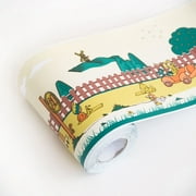 George & Jimmy Animal Outing Yellow, Peel and Stick Wallpaper 3.9 X 394 inches