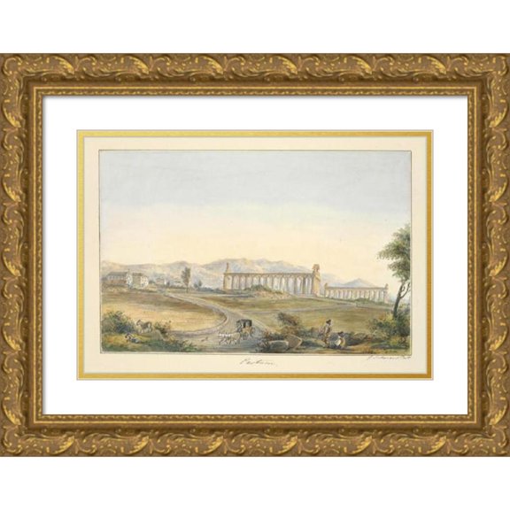 George John Morant 24x18 Gold Ornate Framed and Double Matted Museum Art Print Titled - View Of&nbsp;Paestum