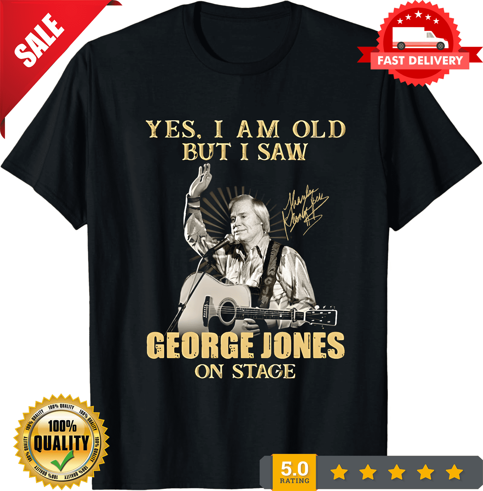 George Jones Memories Men T-shirt Black Cotton Unisex All Sizes S to ...