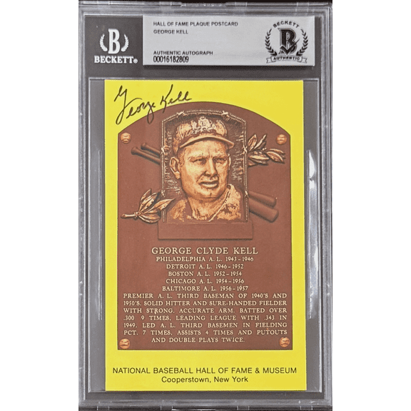 George Kell Signed Autographed Hall of Fame Plaque Postcard Beckett 16182809