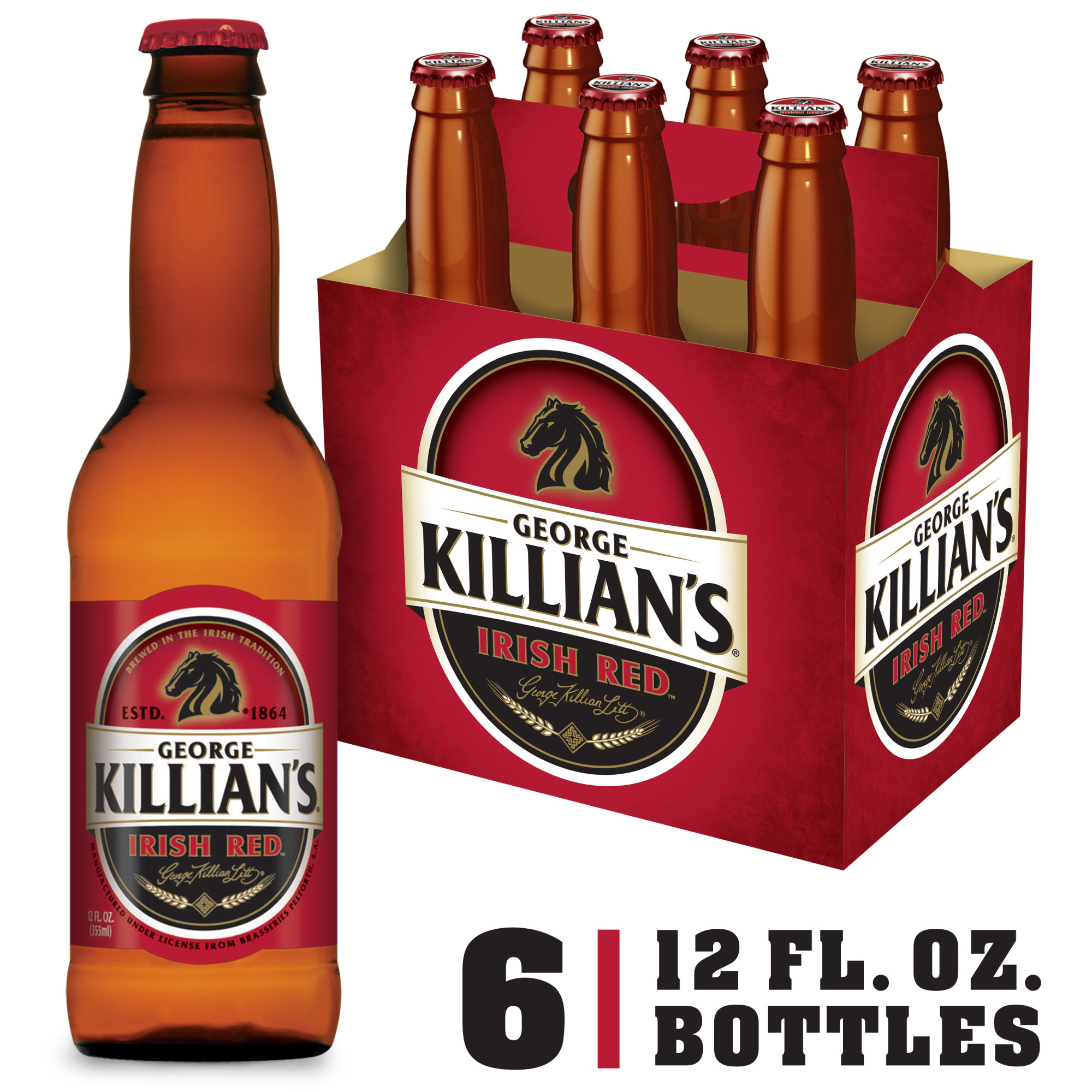 Killian's Irish Red Ale Beer, 6 Pack, 12 fl oz Bottles, 5.4 ABV