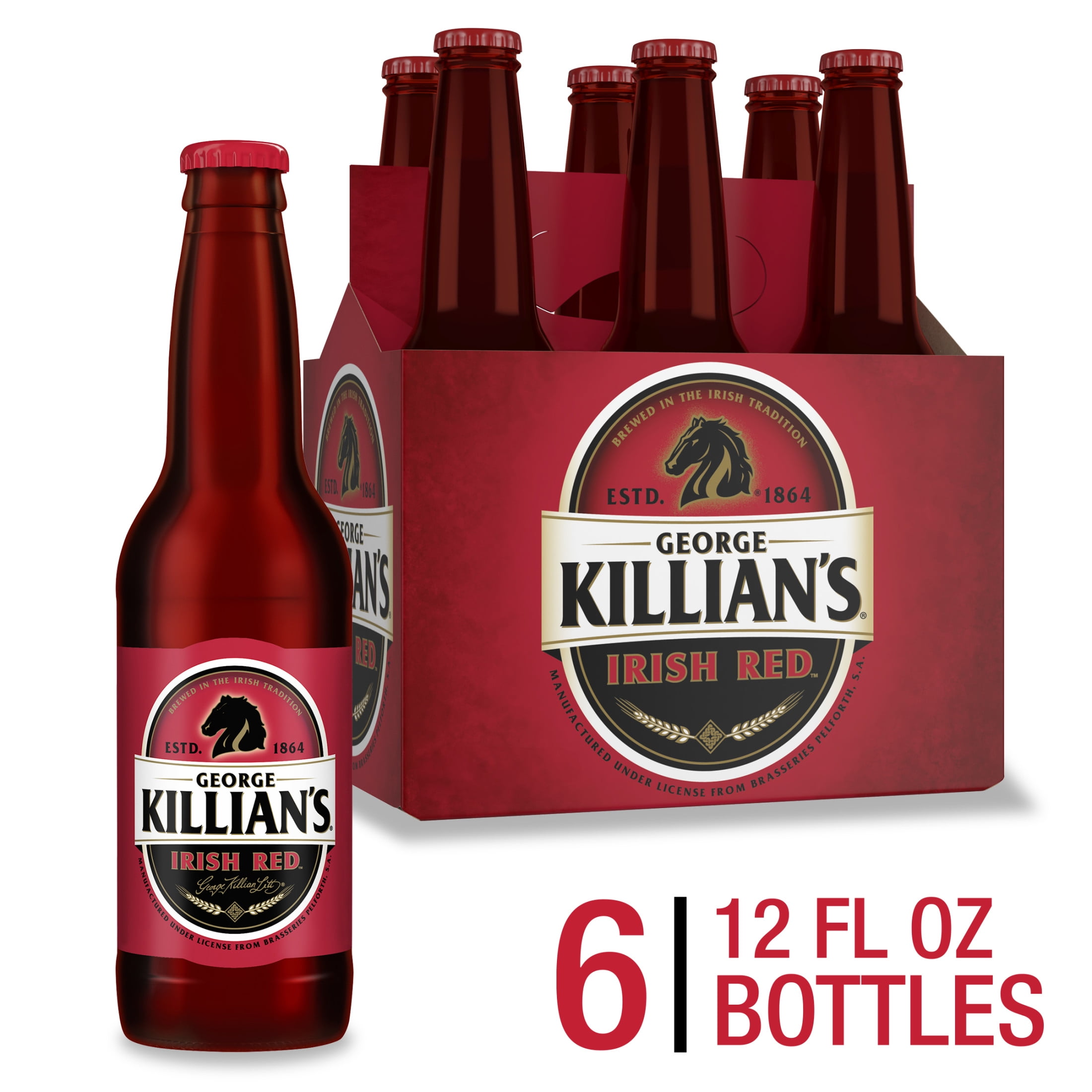 George Killian's Irish Red Craft Beer, 6 Pack, 12 fl oz Glass Bottles, 5.2% ABV