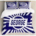 thumbnail image 1 of George King Size Duvet Cover Set, Widespread Old English Given Name on Radial Backdrop with Abraded Look, Decorative 3 Piece Bedding Set with 2 Pillow Shams, Navy Blue and White, by Ambesonne, 1 of 3