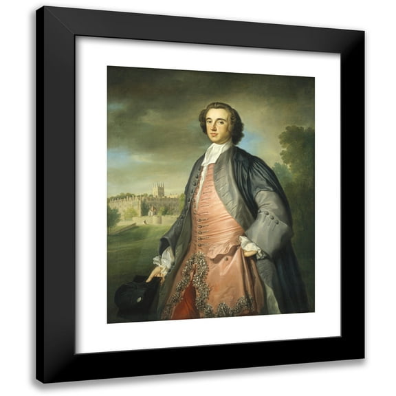 George Knapton 12x14 Black Modern Framed Museum Art Print Titled - A Graduate of Merton College, Oxford (C. 1754-1755)