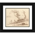 thumbnail image 1 of George Knapton 18x15 Black Ornate Wood Framed Double Matted Museum Art Print Titled - Landscape (1740), 1 of 5