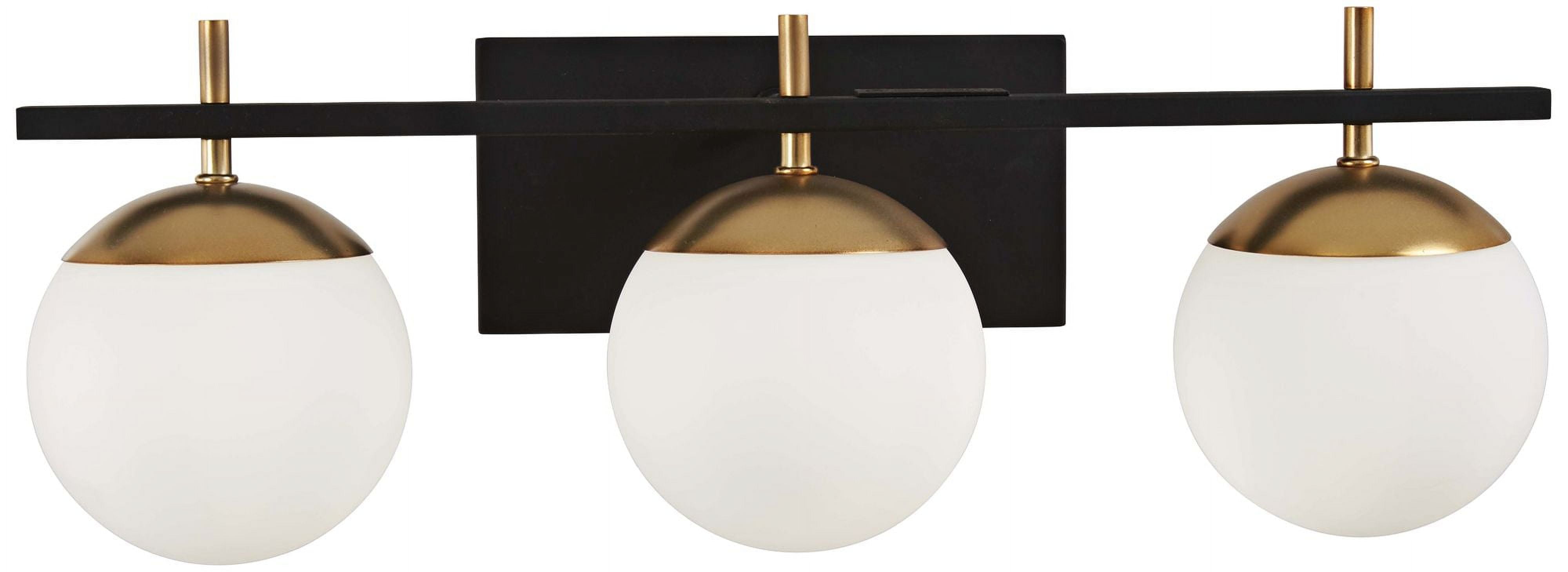Autumn Gold & Weathered Black 3-Light Vanity with Etched Opal Shades