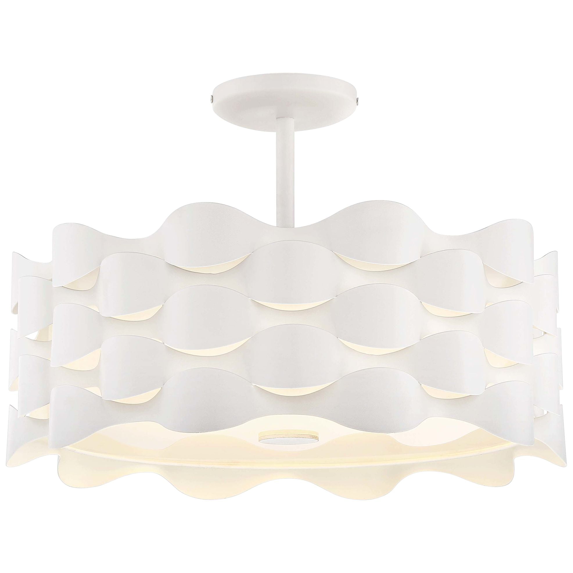 Sand White Coastal Drum LED Flush Mount with Fabric Shade