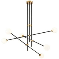 George Kovacs Cosmet 41" Wide Coal and Aged Brass 6-Light Pendant Light