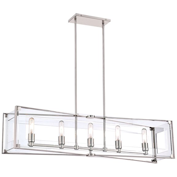George Kovacs Crystal Clear 43 1/4"W Nickel Kitchen Island Light Pendant