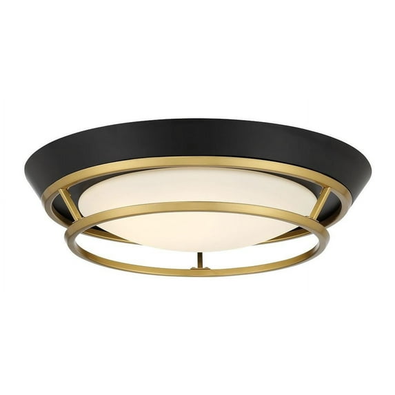 P5371-689-L-George Kovacs Lighting-Beam Me Up - 14W 1 LED Flush Mount-3 Inches Tall and 11 Inches Wide-Coal/Satin Brass Finish