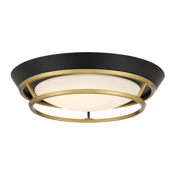 P5371-689-L-George Kovacs Lighting-Beam Me Up - 14W 1 LED Flush Mount-3 Inches Tall and 11 Inches Wide-Coal/Satin Brass Finish