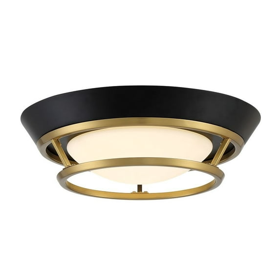 P5372-689-L-George Kovacs Lighting-Beam Me Up - 20W 1 LED Flush Mount-3 Inches Tall and 14 Inches Wide-Coal/Satin Brass Finish