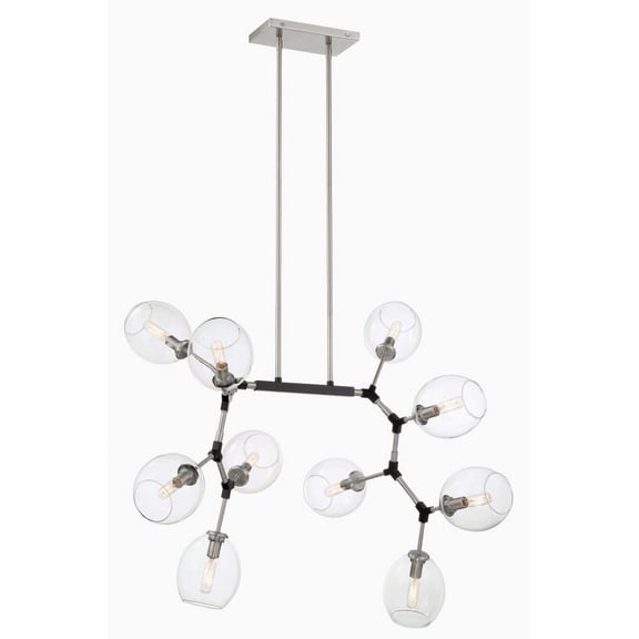 P1360-619-George Kovacs Lighting-Nexpo - 10 Light Chandelier-15.13 Inches Tall and 50.38 Inches Wide-Brushed Nickel/Black Finish