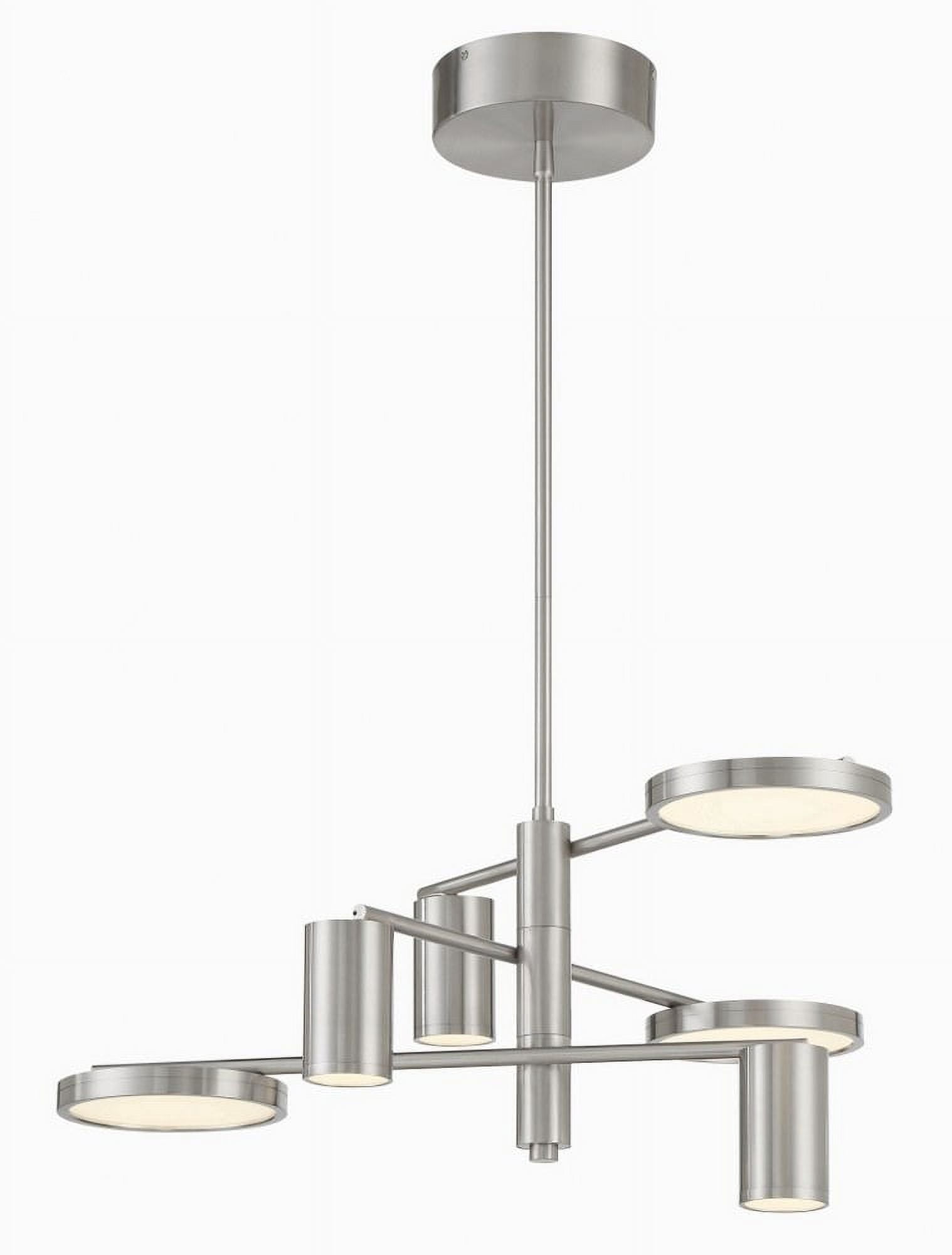 Brushed Nickel 6-Light LED Chandelier with Etched Glass