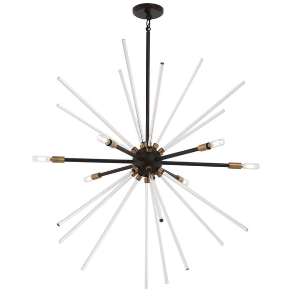 P1794-416-George Kovacs Lighting-Spiked - 35 Inch Six Light Pendant-Painted Bronze/Natural Brass Finish