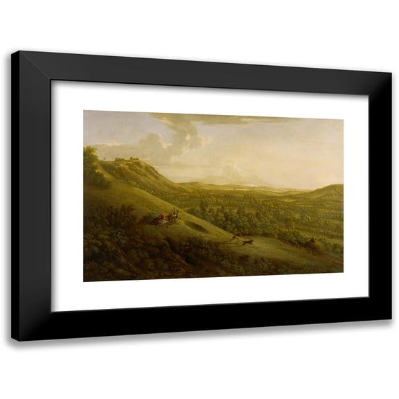 George Lambert 14x11 Black Modern Framed Museum Art Print Titled - Box Hill, Surrey, with Dorking in the Distance