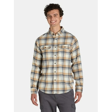 George Men's and Big Men's Flannel Shirt with Long Sleeves, Sizes XS-3XLT