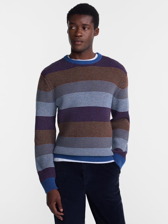 Men's Novelty Stripe Crewneck Sweater with Long Sleeves, Midweight, Sizes S-3XL