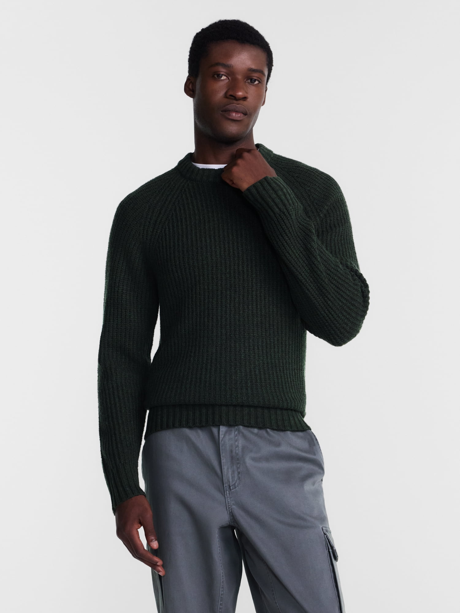 George Men's and Men's Big & Tall Shaker Stitch Crewneck Sweater, Midweight, Sizes XS-3XLT