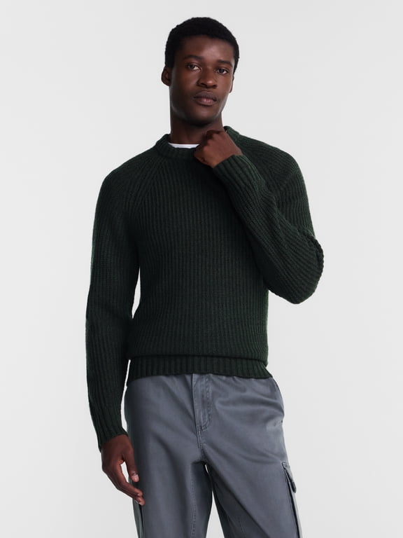 Men's and Men's Big & Tall Shaker Stitch Crewneck Sweater, Midweight, Sizes XS-3XLT