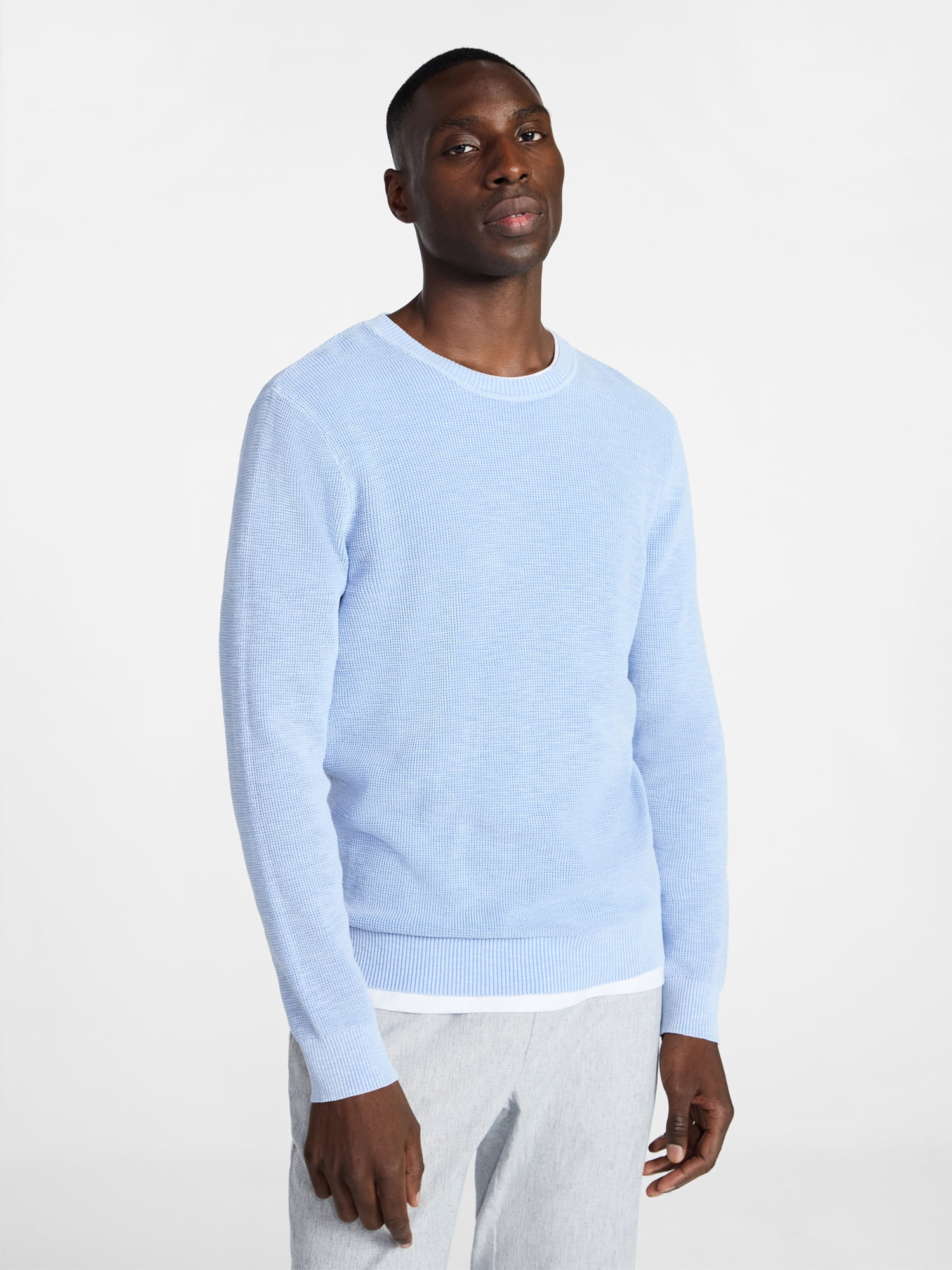 George Men's and Big Men's Cotton Slub Sweater with Long Sleeves, Sizes S-3XL