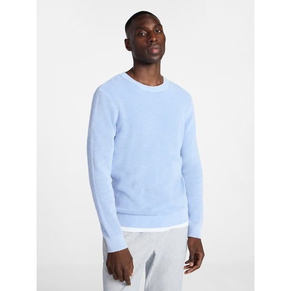 George Men's and Big Men's Cotton Slub Sweater with Long Sleeves, Sizes S-3XL