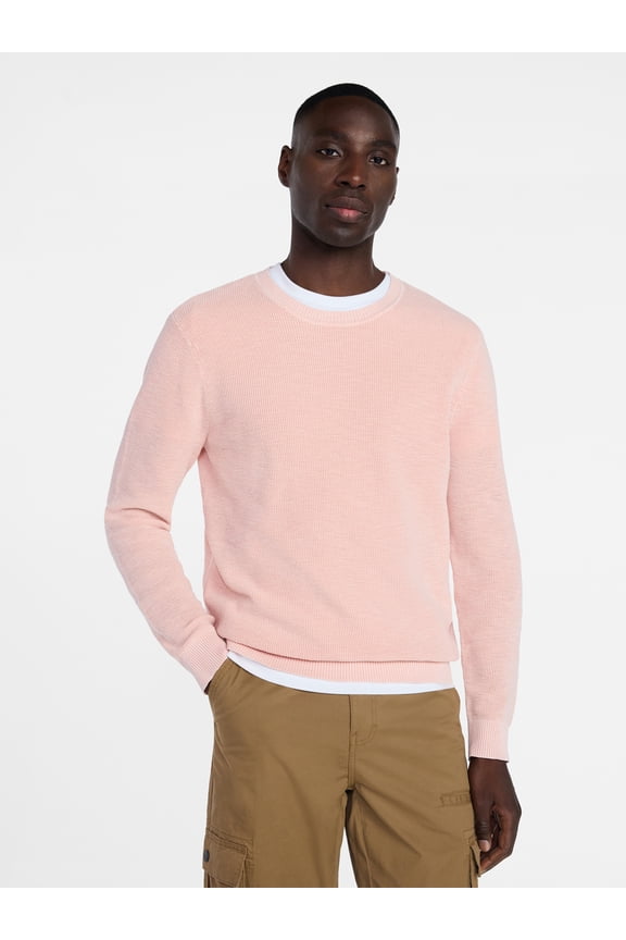 Men's and Big Men's Cotton Slub Sweater with Long Sleeves, Sizes S-3XL