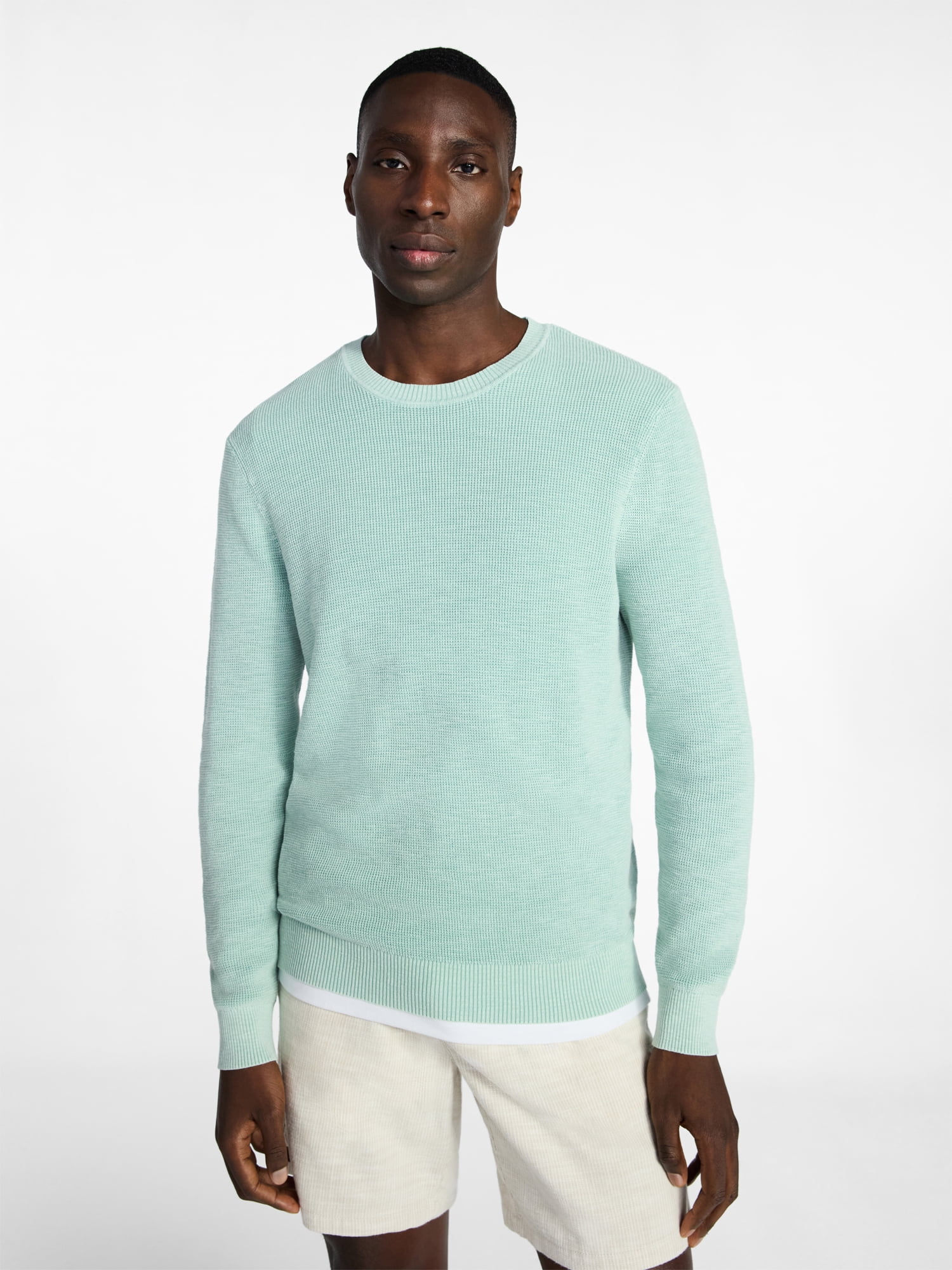 George Men's and Big Men's Cotton Slub Sweater with Long Sleeves, Sizes S-3XL
