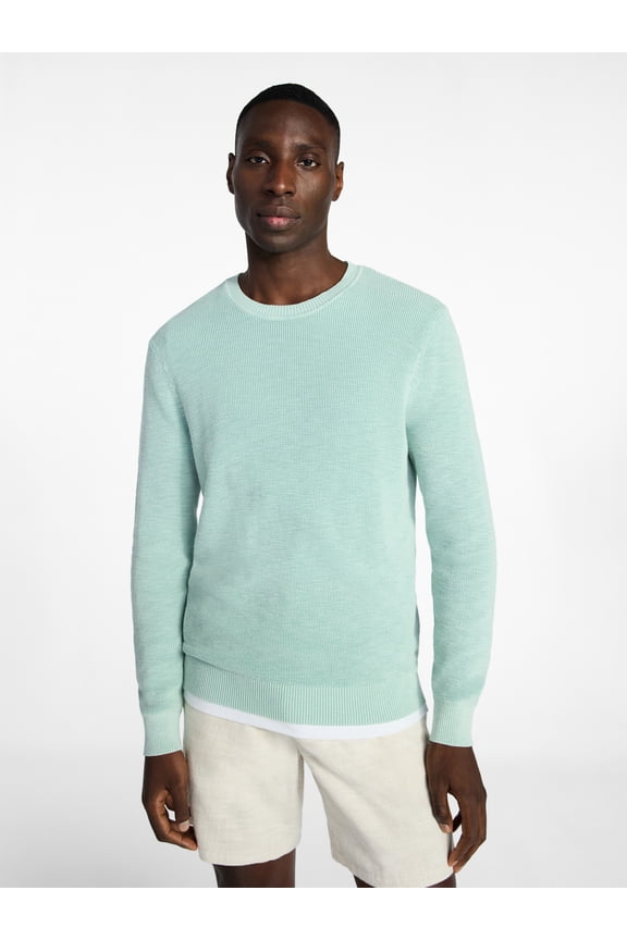 Men's and Big Men's Cotton Slub Sweater with Long Sleeves, Sizes S-3XL